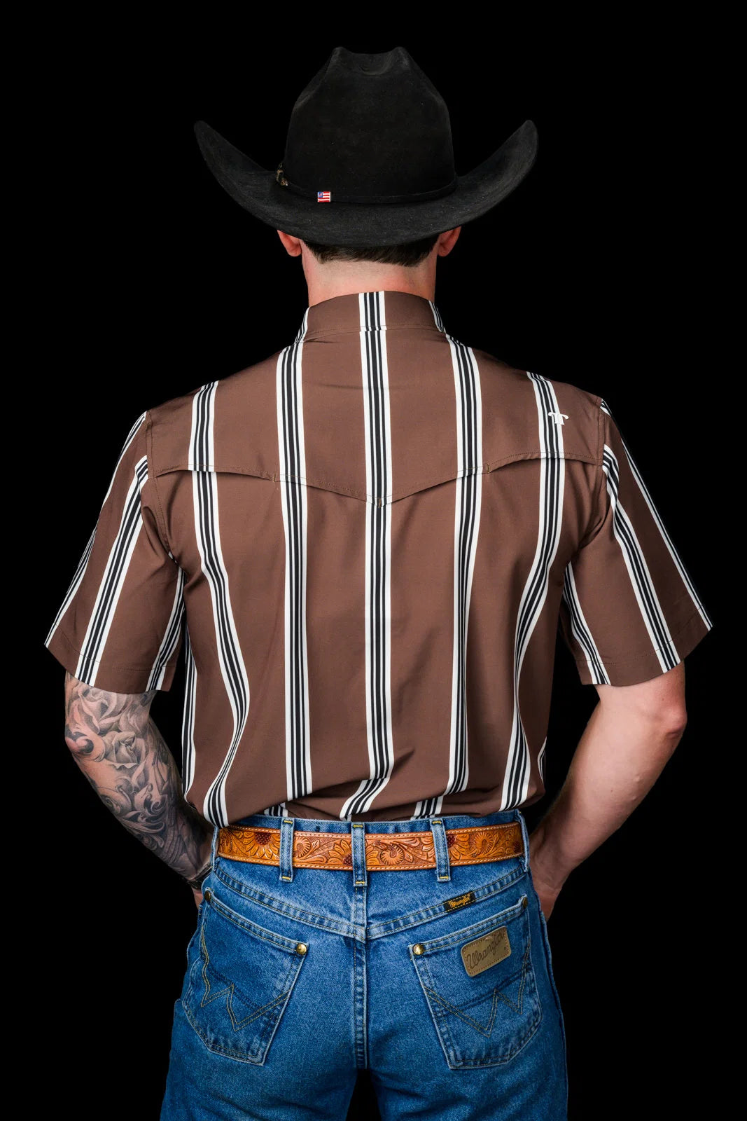 Ferrell Brand The Hatfield Short Sleeve Pearl Snap Shirt in Brown