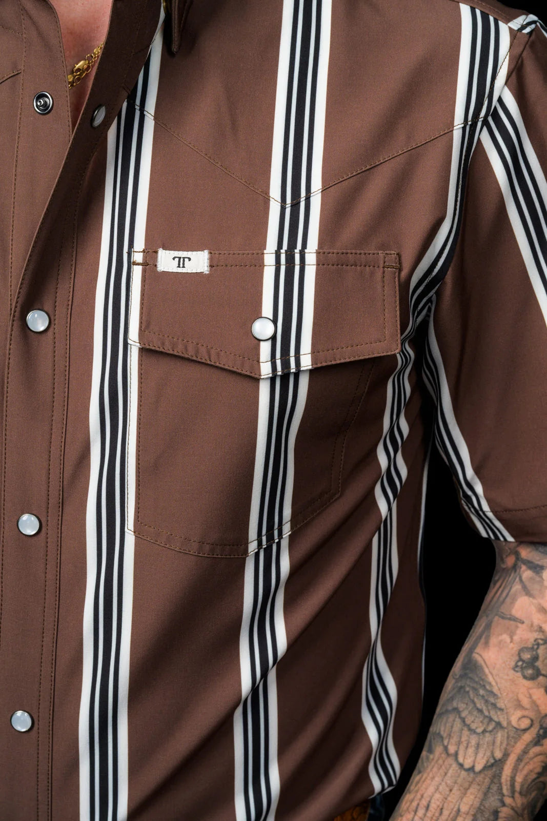 Ferrell Brand The Hatfield Short Sleeve Pearl Snap Shirt in Brown