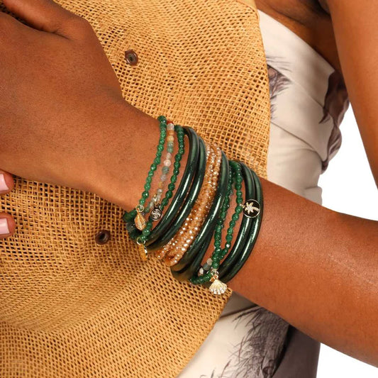 BuDhaGIRL Frond All Weather Bangles® (Set of 6) - Serenity Prayer-(size Medium Only)