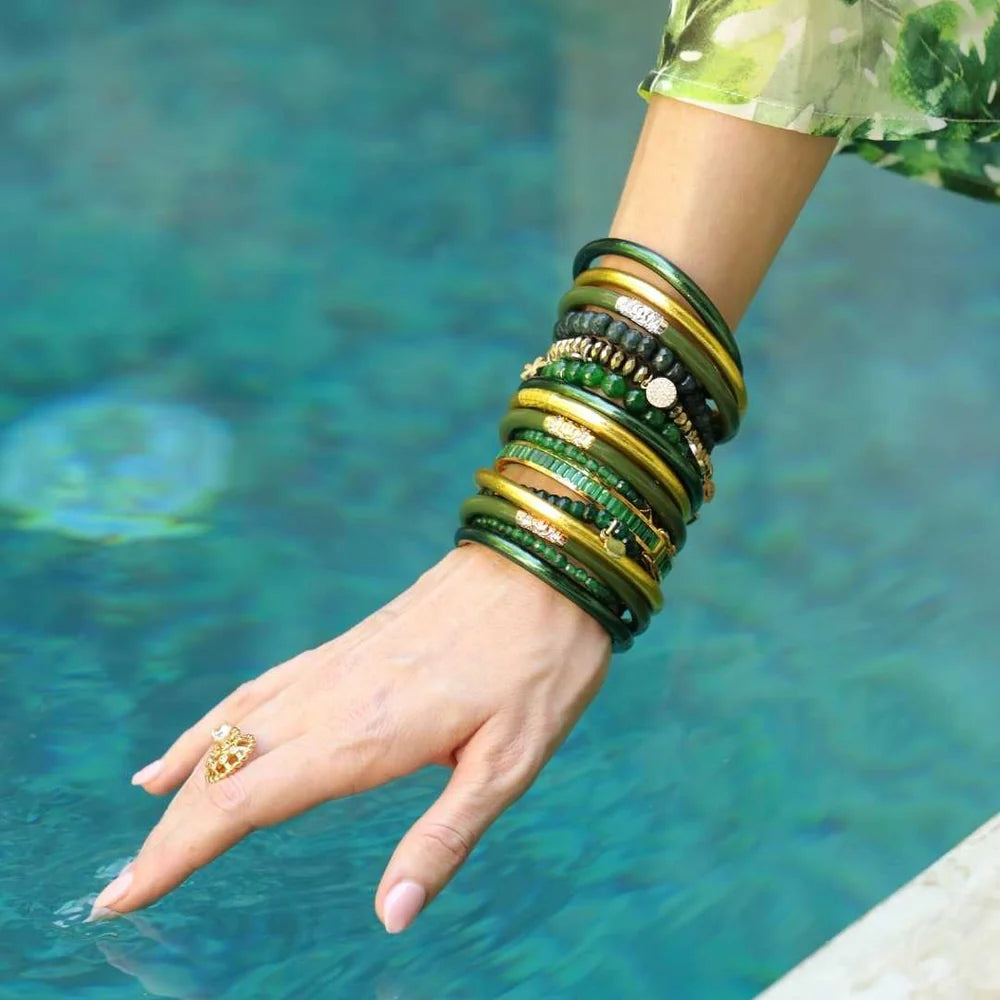 BuDhaGIRL Frond All Weather Bangles® (Set of 6) - Serenity Prayer-(size Medium Only)
