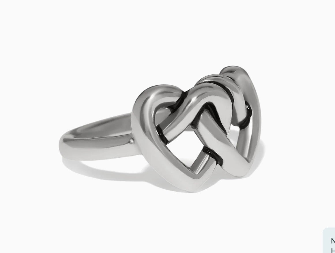 Brighton INTERLOK Linked Hearts Ring Silver