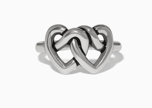 Brighton INTERLOK Linked Hearts Ring Silver