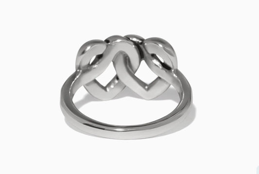 Brighton INTERLOK Linked Hearts Ring Silver