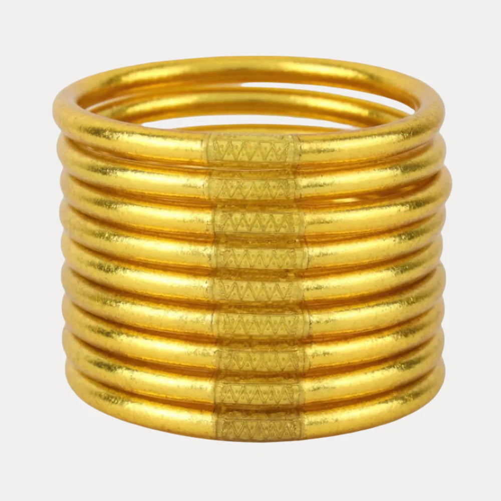 BuDha Girl GOLD ALL WEATHER BANGLES® (SET OF 9) - SERENITY PRAYER