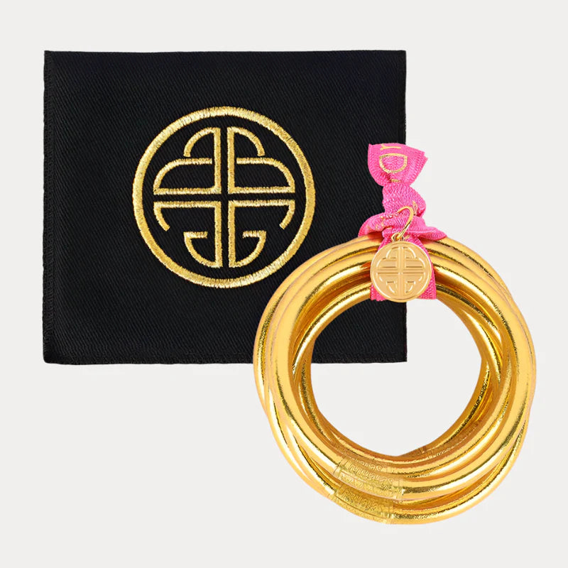 BuDha Girl GOLD ALL WEATHER BANGLES® (SET OF 9) - SERENITY PRAYER