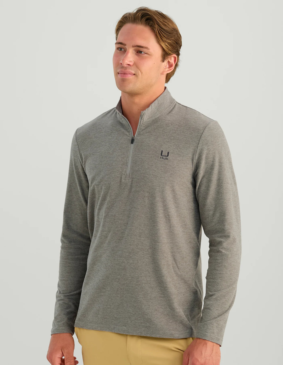 HUK Leeward Lightweight Fleece 1/4 Zip - Sharkskin Heather