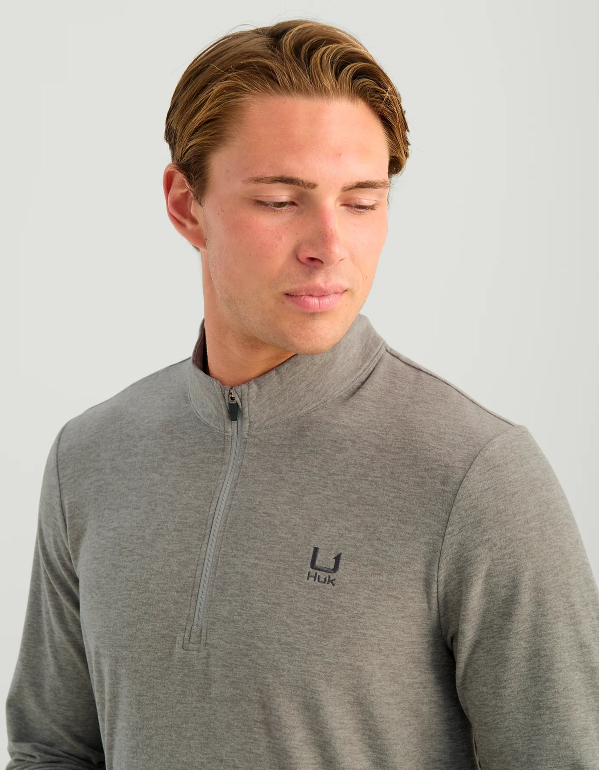 HUK Leeward Lightweight Fleece 1/4 Zip - Sharkskin Heather