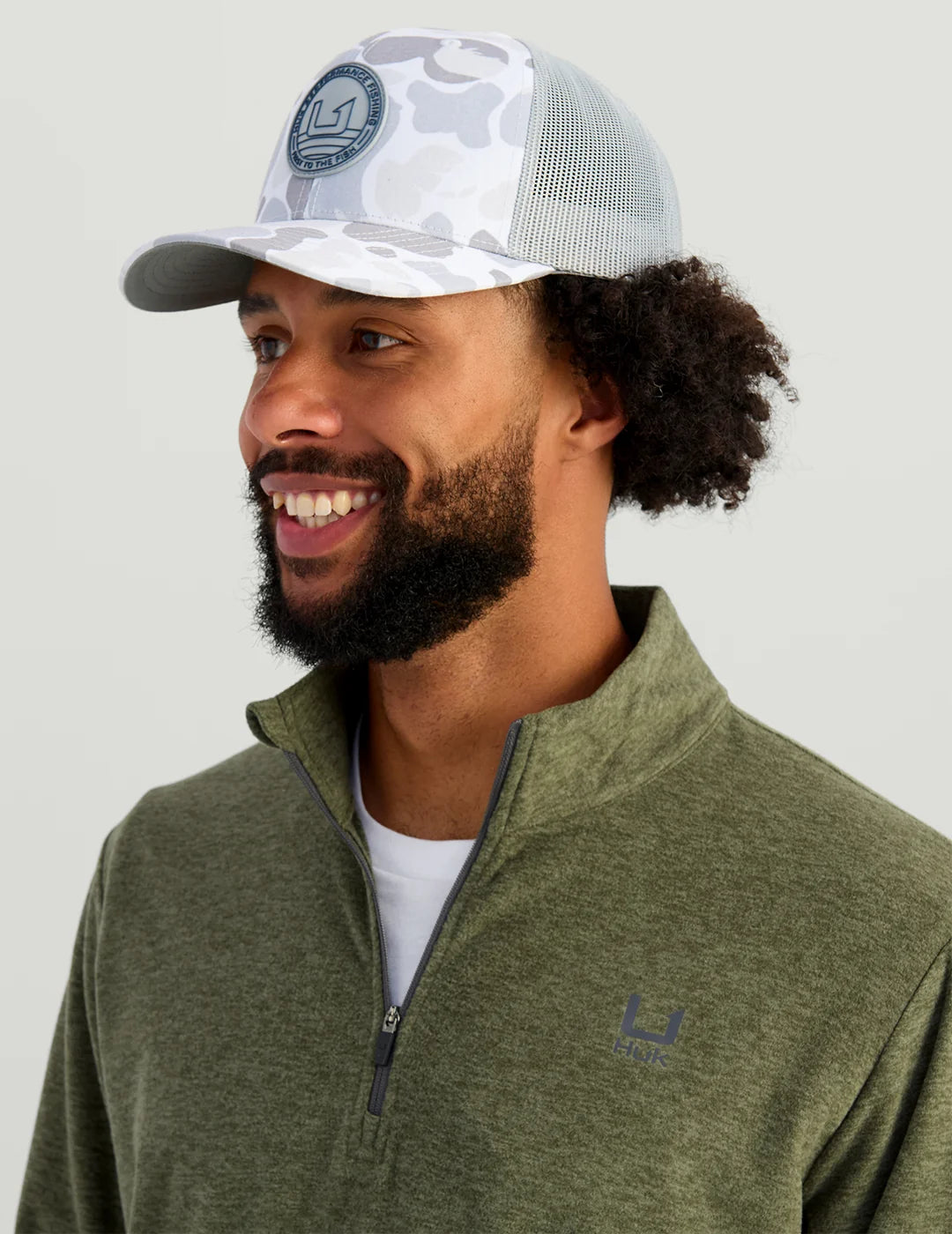HUK Leeward Lightweight Fleece 1/4 Zip - Moss Heather