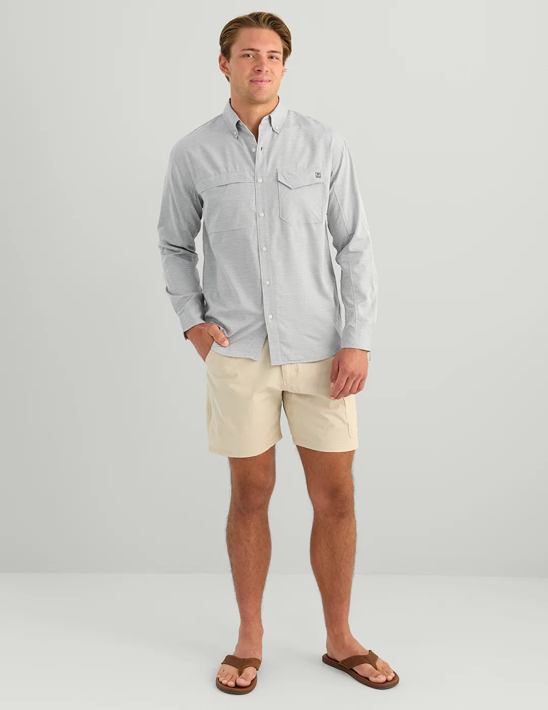 HUK Tide Point Heathered Ripstop Button-Down