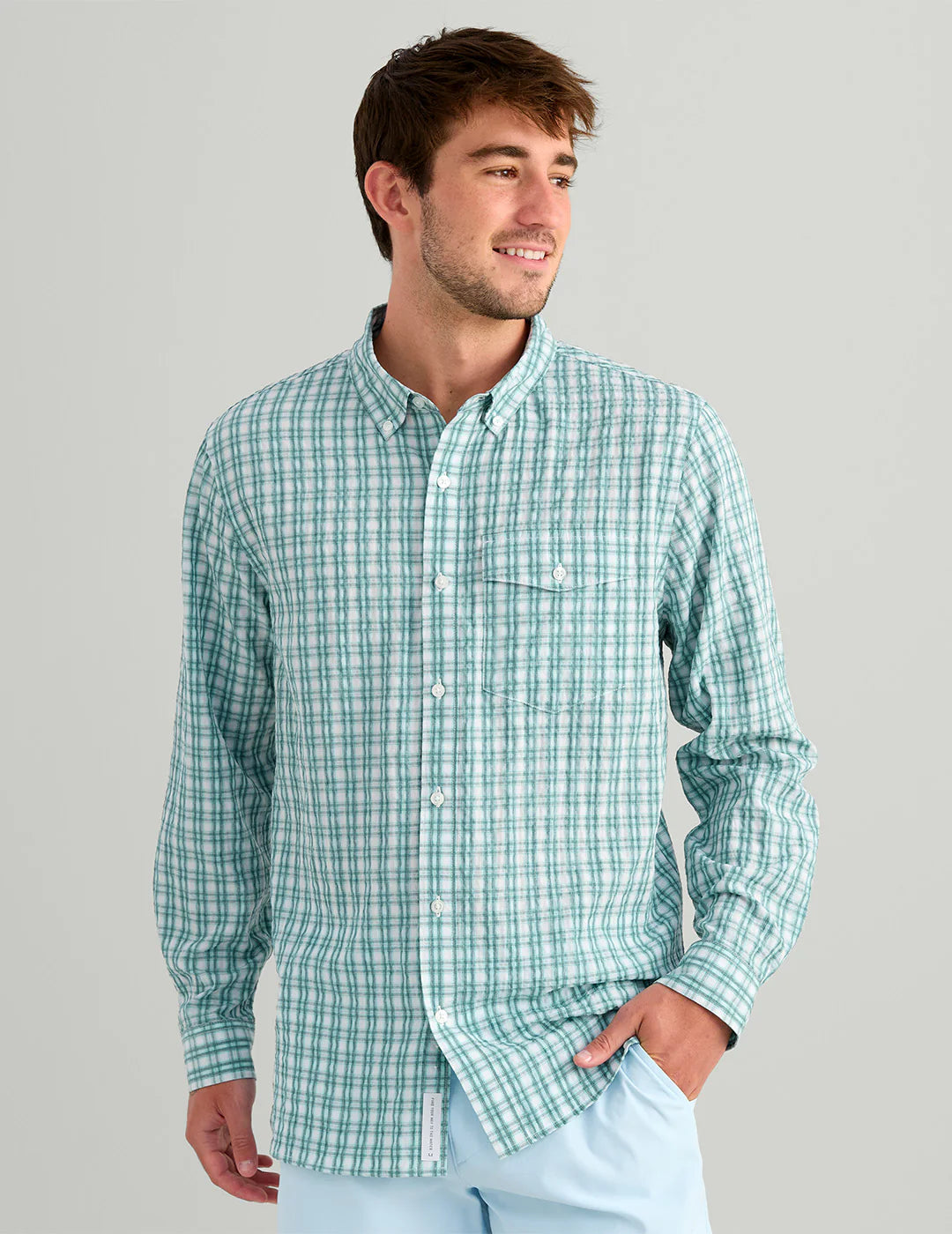 Huk CHATHAM LONG SLEEVE BUTTON-DOWN in Caicos Plaid