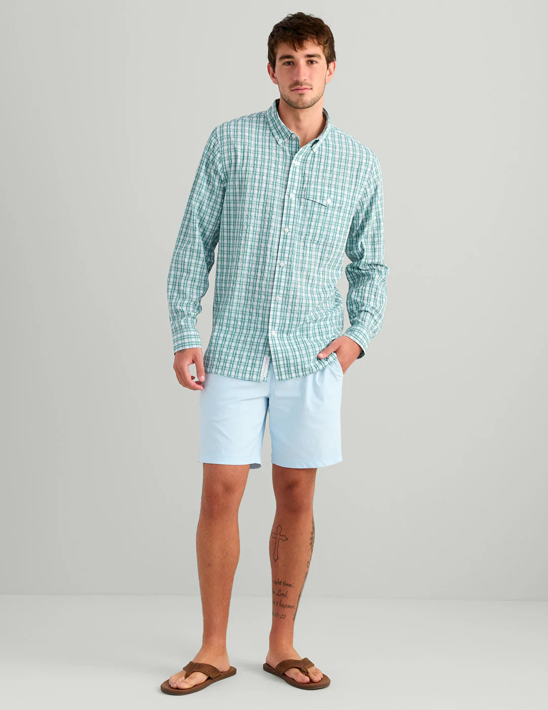 Huk CHATHAM LONG SLEEVE BUTTON-DOWN in Caicos Plaid