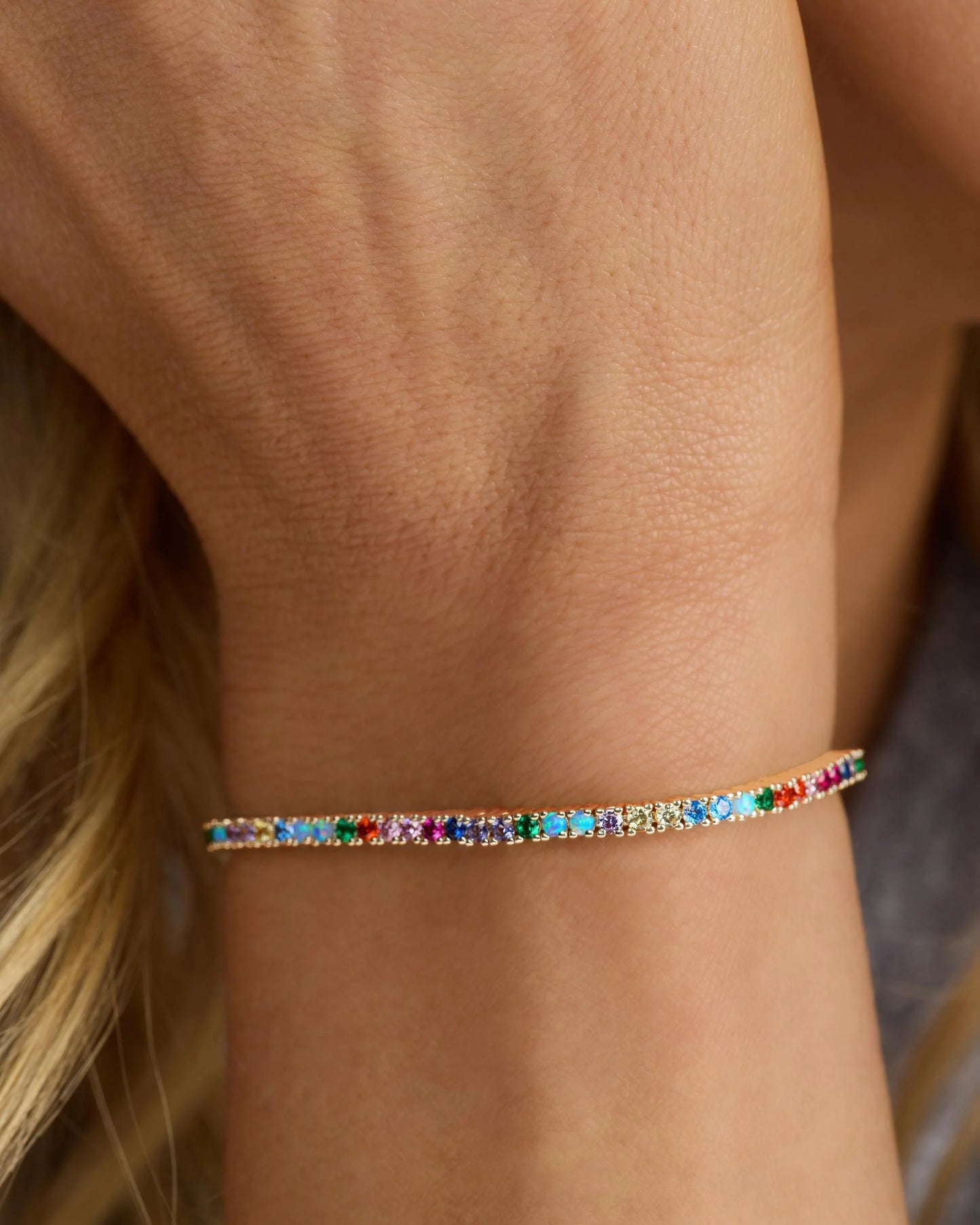 Melinda Maria Heiress Tennis Bracelet 2mm Gold|Multi Stone