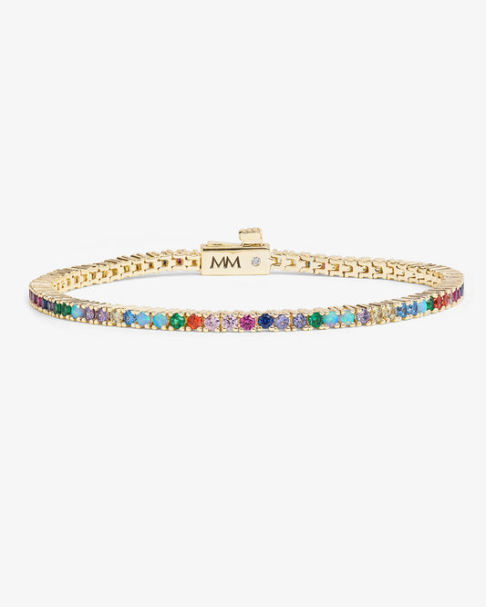 Melinda Maria Heiress Tennis Bracelet 2mm Gold|Multi Stone
