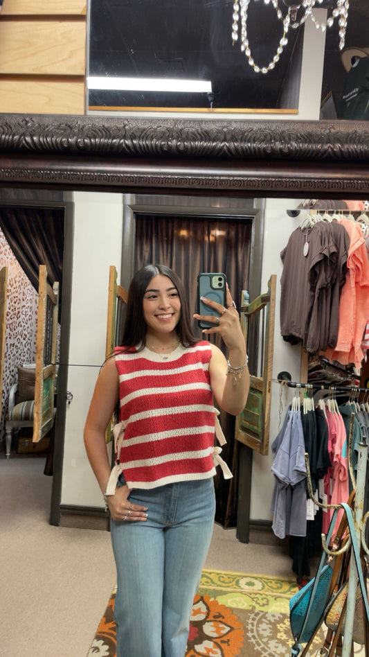 Sandie Striped Side Tied Vest