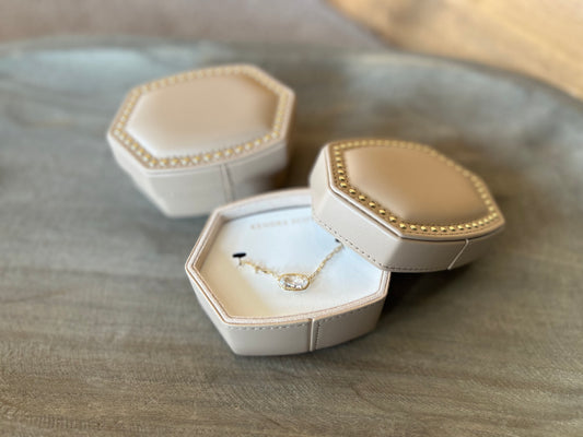 Kendra Scott ELISA LUXE NECKLACE JEWELRY BOX GIFT SET GOLD WHITE CZ