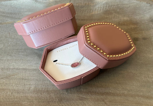 Kendra Scott ELISA NECKLACE JEWELRY BOX GIFT SET SILVER DARK MAUVE ILLUSION