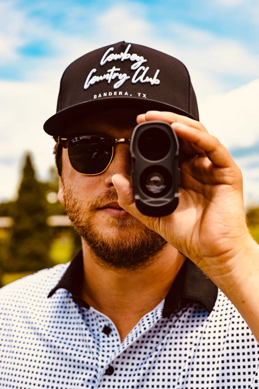 Cowboy Country Club Adjustable Cursive Roped Hat- Black