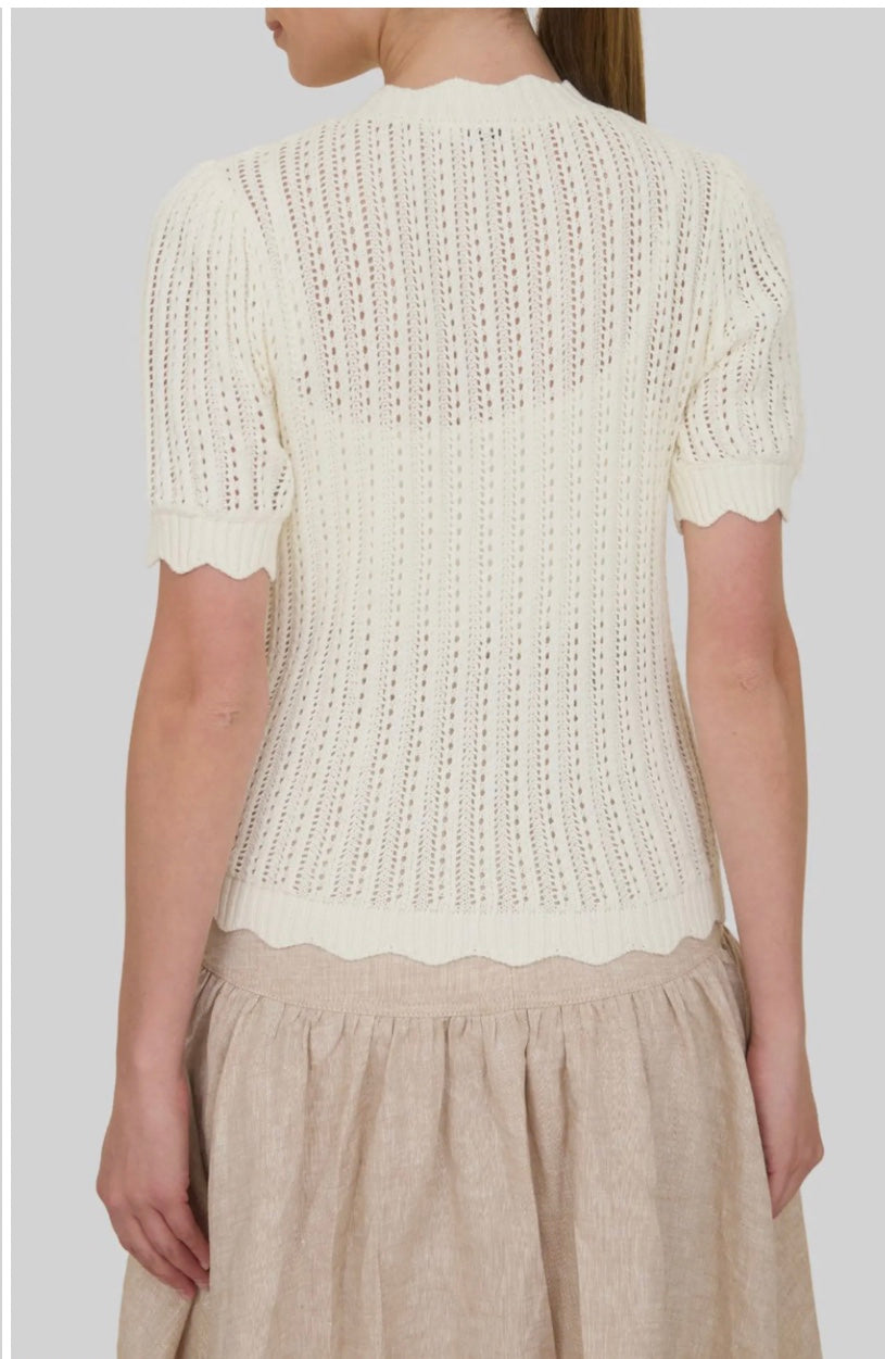 Short Sleeve Button Up Crochet Top