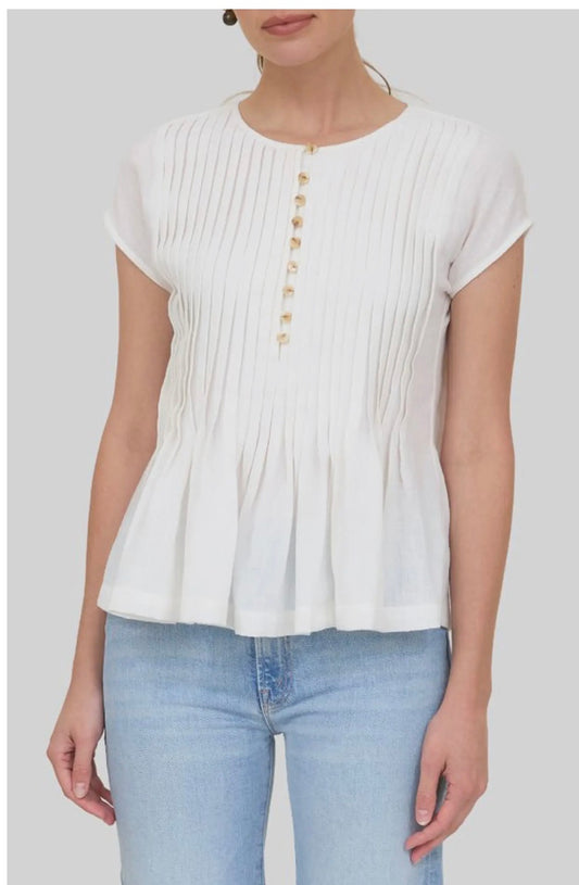 Pintuck Pleat Peplum Top