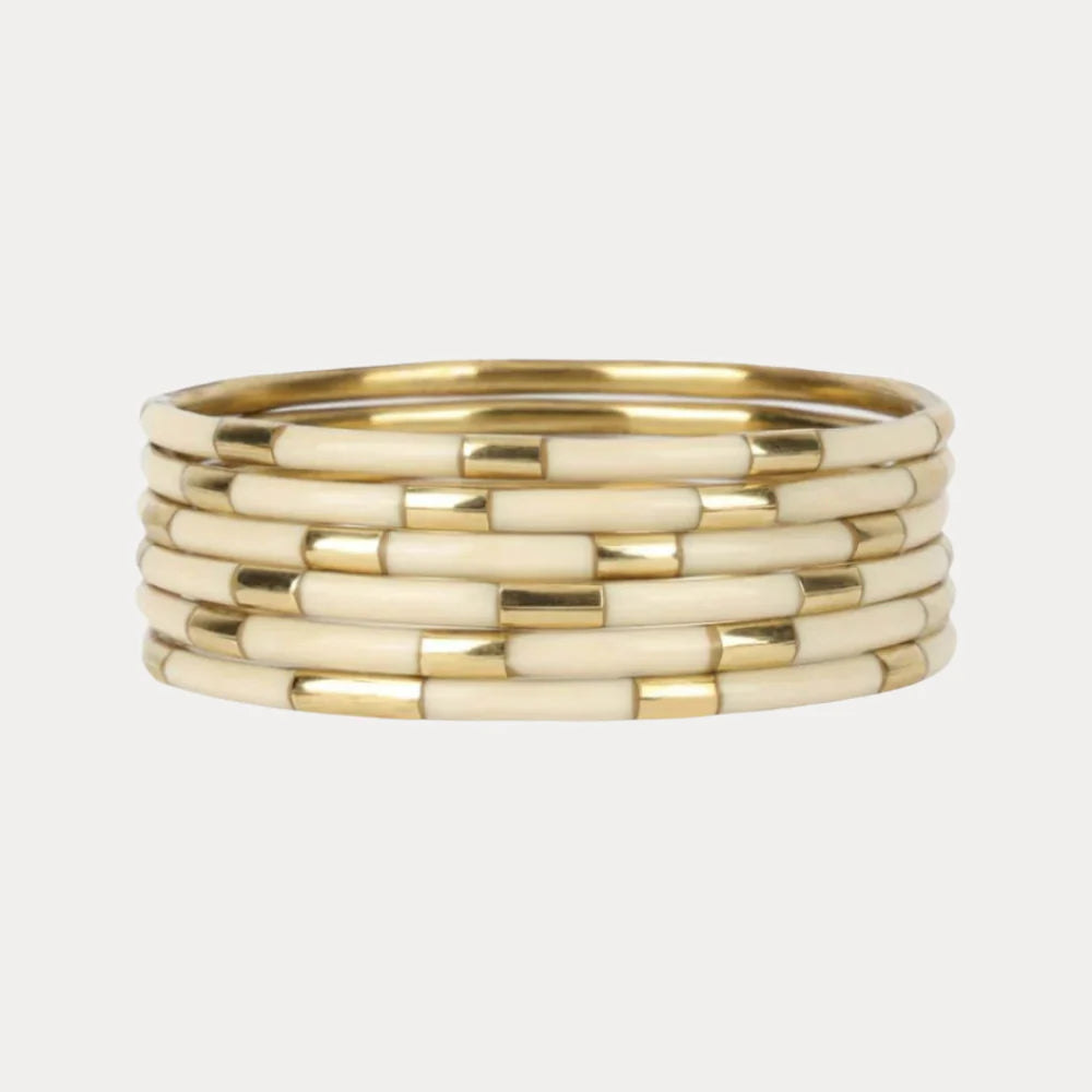 BuDha Girl IVORY  VEDA BANGLES - SET OF 6