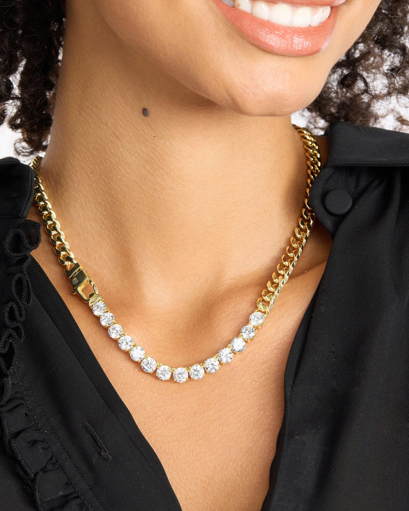 Melinda Maria Julian REALLY Loves Diamonds Necklace Gold|White Diamondettes 18"
