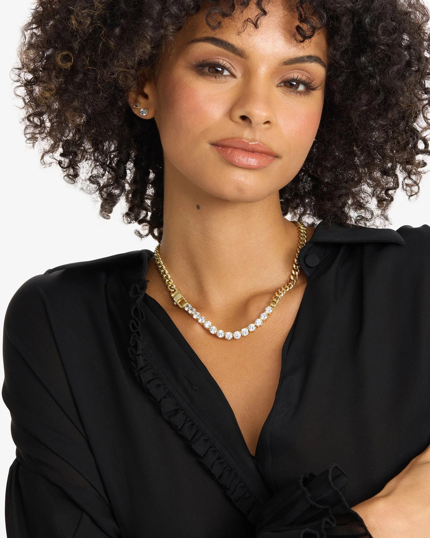 Melinda Maria Julian REALLY Loves Diamonds Necklace Gold|White Diamondettes 18"