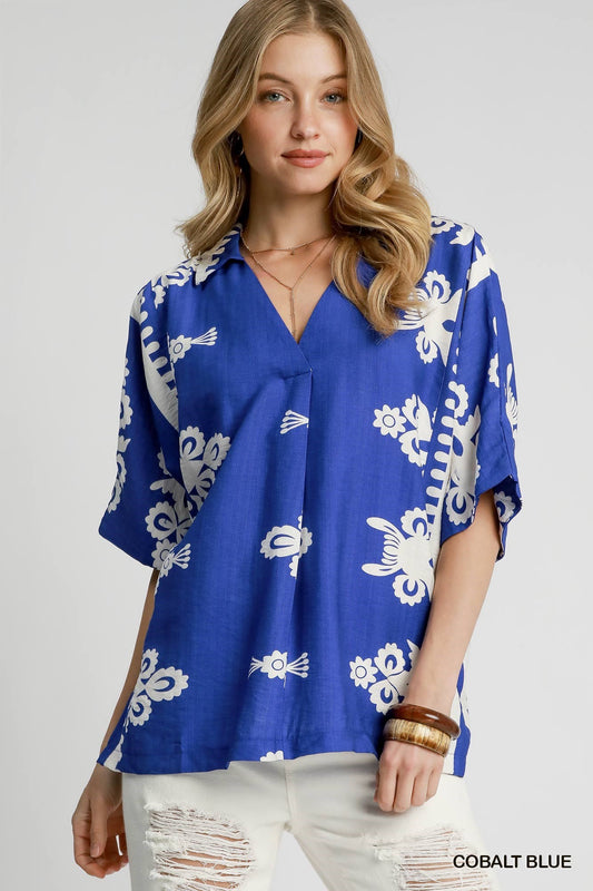 Unity Cherry or Cobalt Border Top