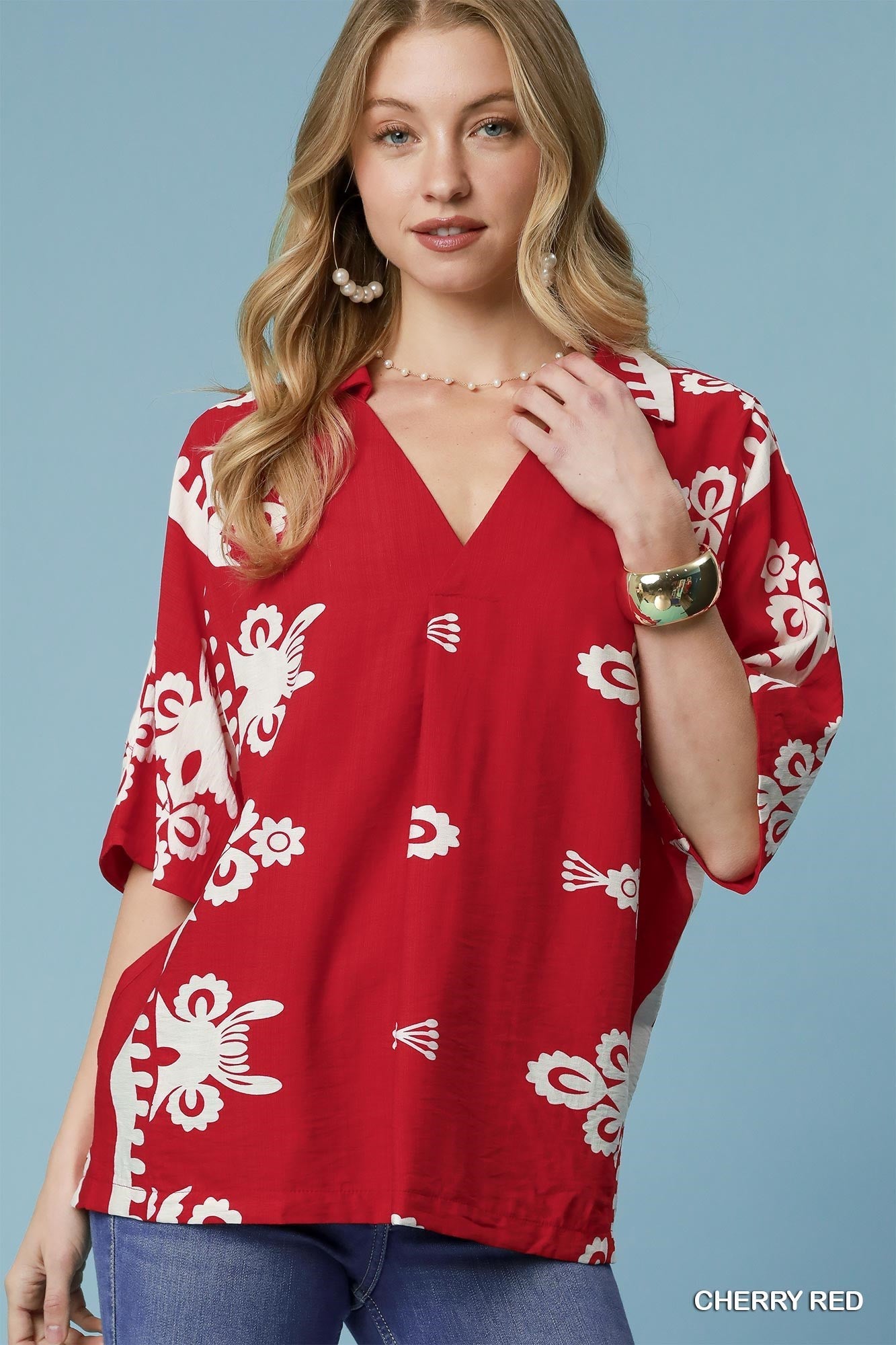 Unity Cherry or Cobalt Border Top