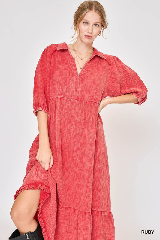 RubyMineral Washed Cotton Gauze Dress