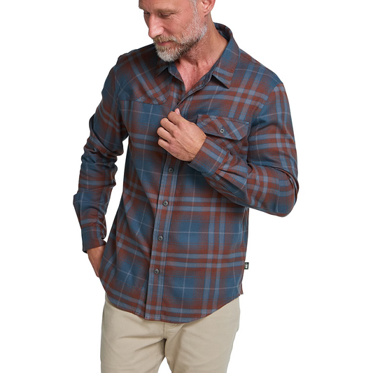 Howler Bros Harker's Flannel: Kempton Plaid Dark Slate