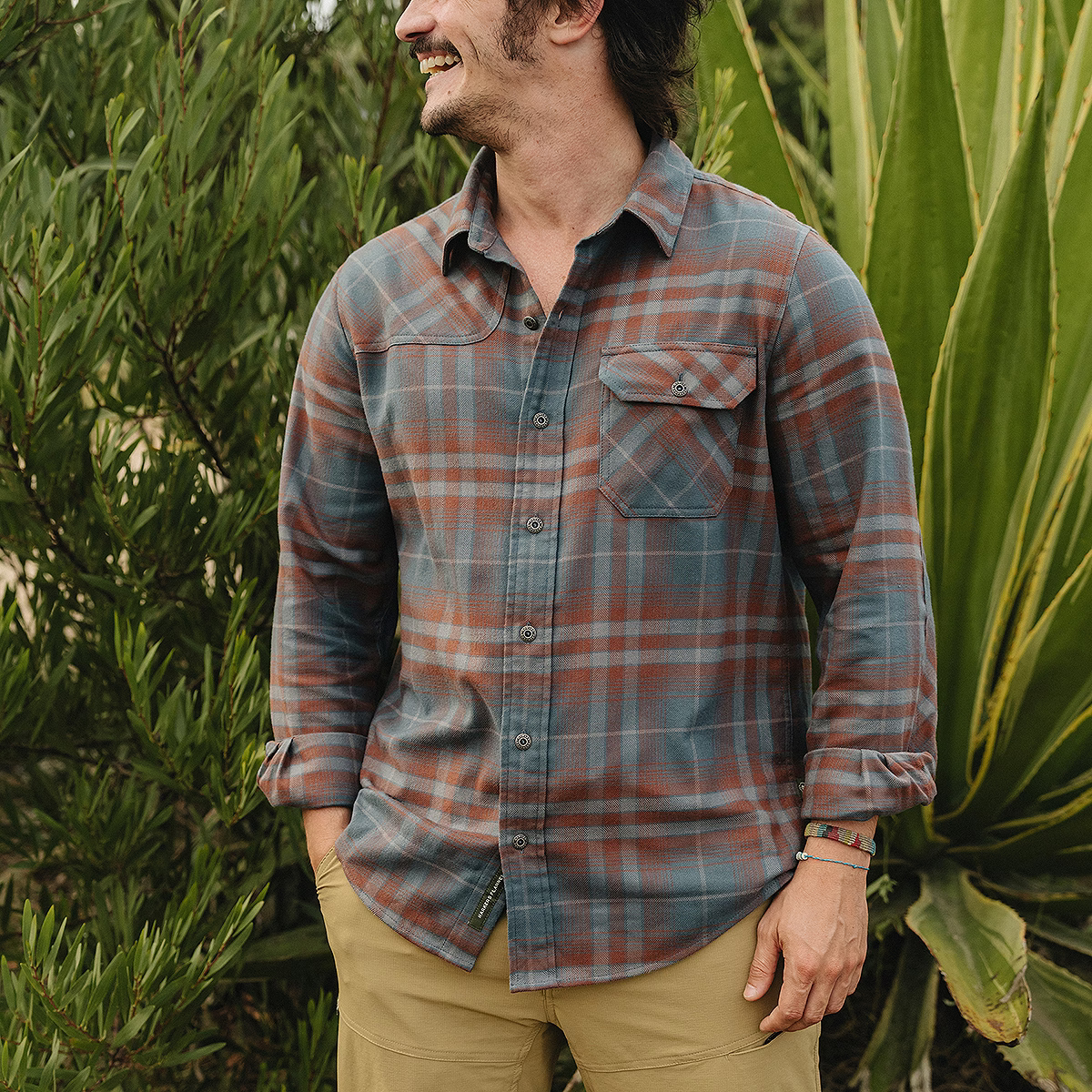 Howler Bros Harker's Flannel: Kempton Plaid Dark Slate