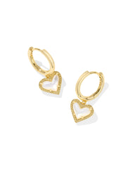 Ari Heart Gold Huggie Earrings in Ivory Mother-of-Pearl