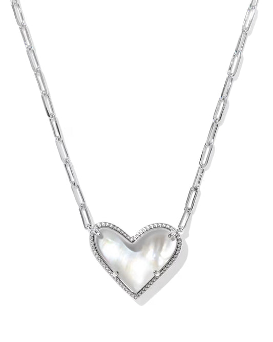 Kendra Scott Ari Heart Statement Silver Short Pendant Necklace