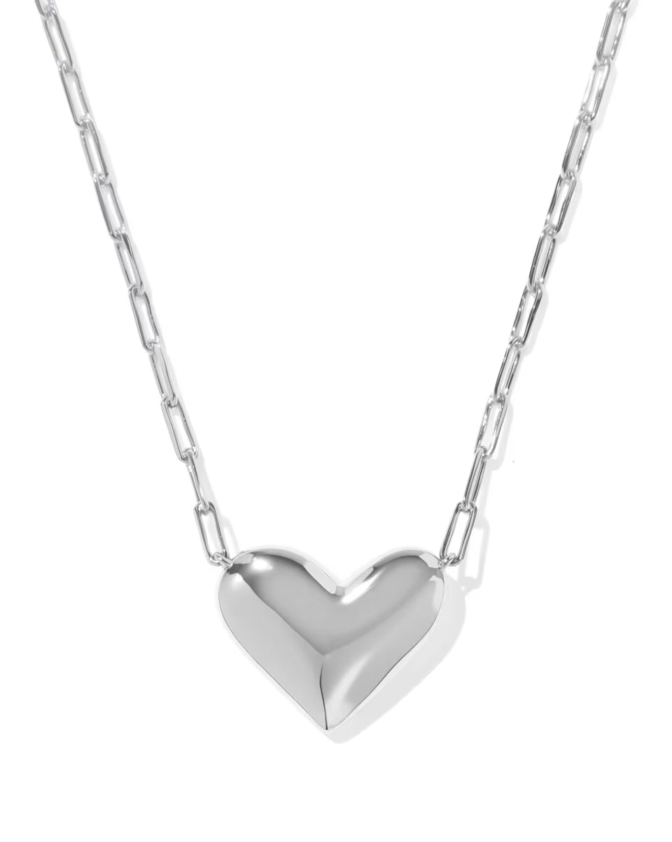 Kendra Scott Ari Heart Statement Silver Short Pendant Necklace