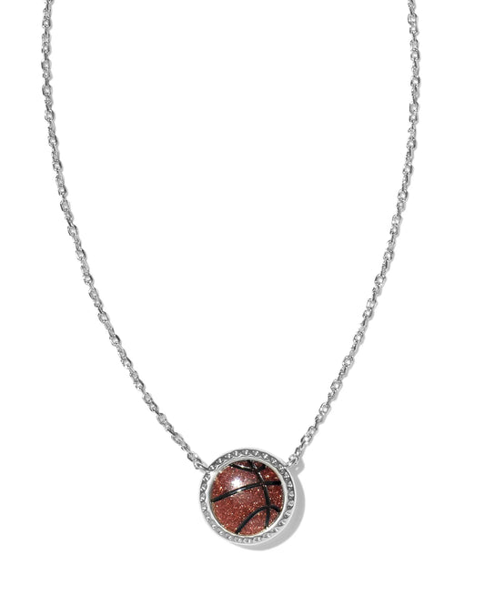 Basketball Short Pendant Necklace in Orange Goldstone (Silver or Gold)