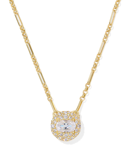 Kendra Scott Bella Gold Short Pendant Necklace White CZ