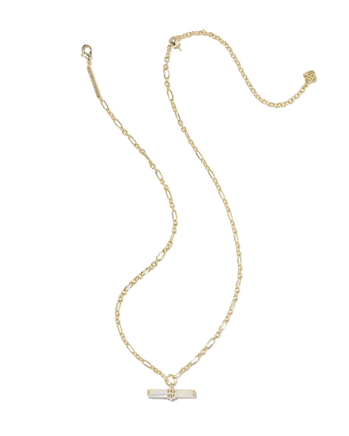 Kendra Scott Bree Gold Beaded T Bar Short Pendant Necklace - Gold Ivory Mother of Pearl