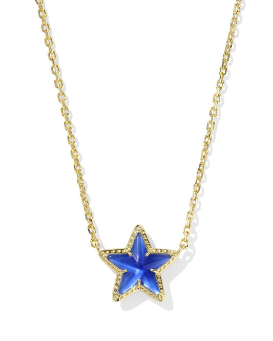 Kendra Scott Cassidy Gold Short Pendant Necklace (Cobalt, Ivory or Red)
