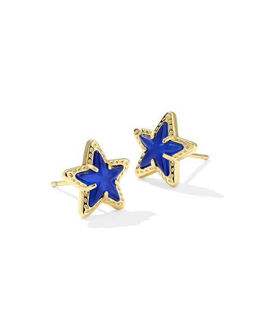 Kendra Scott Cassidy Gold Stud Earrings (Cobalt or Red Illusion or White Mother of Pearl)