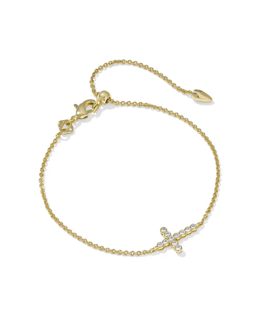 Kendra Scott Cross Gold Crystal Delicate Chain Bracelet