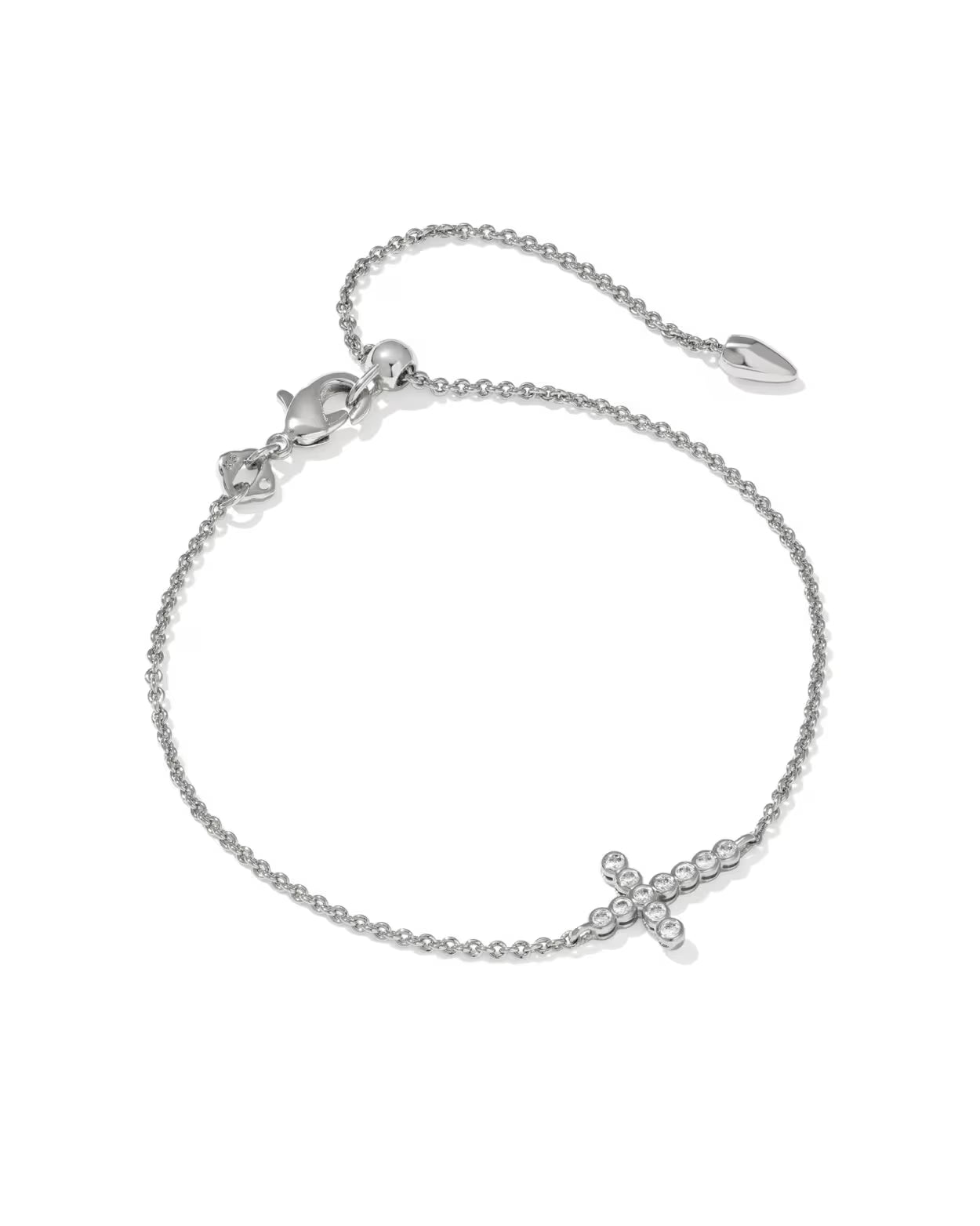 Kendra Scott Cross Silver Crystal Delicate Chain Bracelet