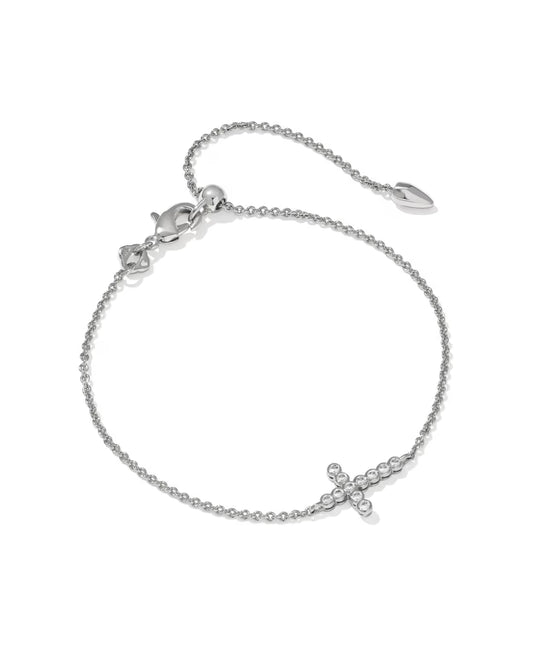 Kendra Scott Cross Silver Crystal Delicate Chain Bracelet