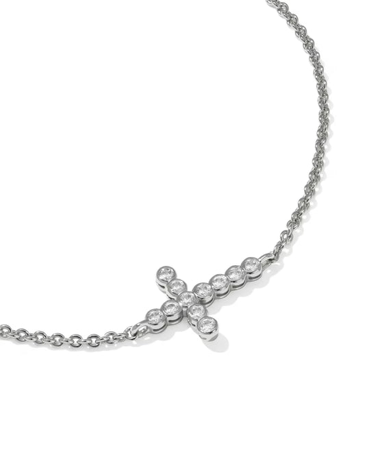 Kendra Scott Cross Silver Crystal Delicate Chain Bracelet