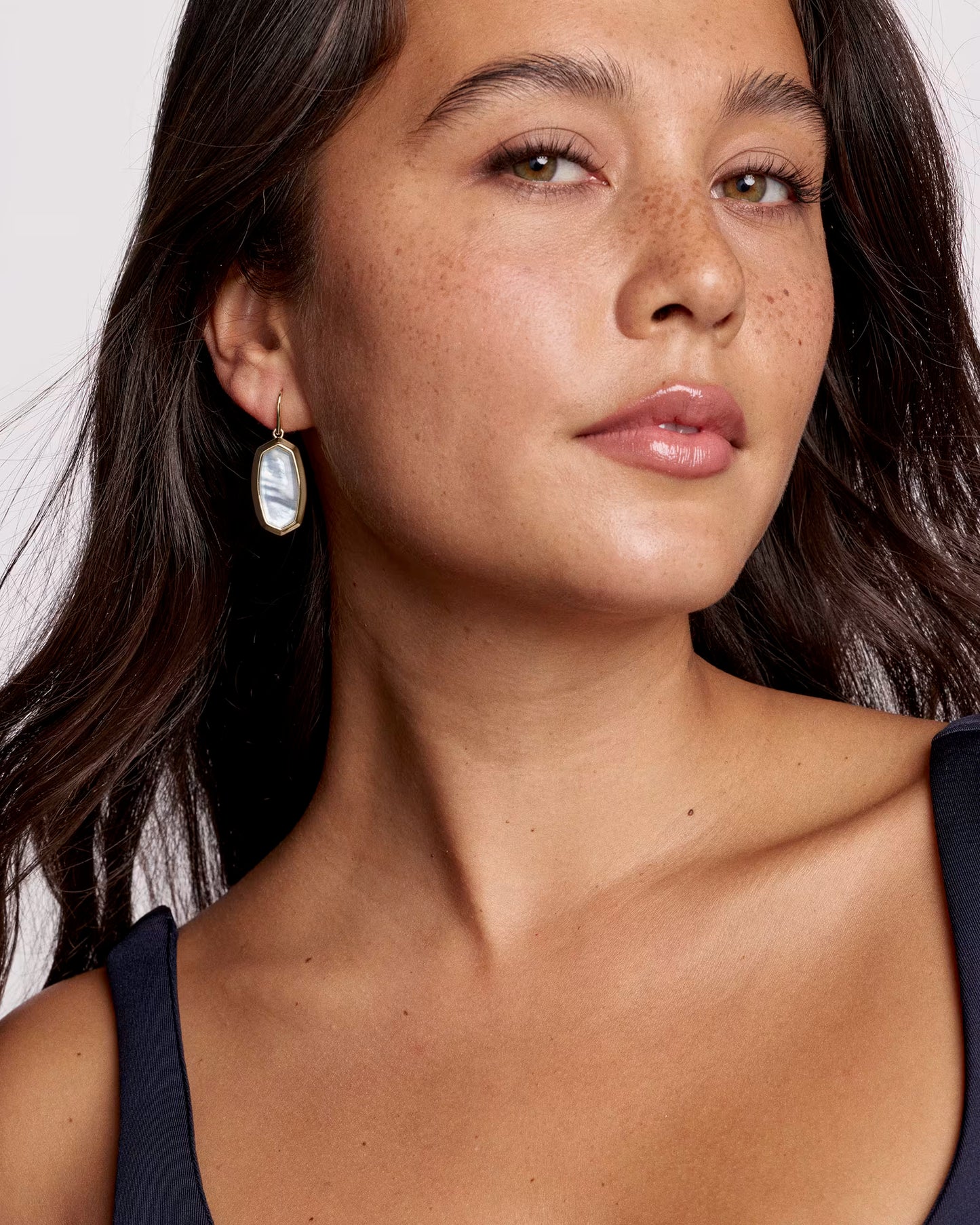 Kendra Scott Dani Bezel Gold Drop Earrings Ivory Mother-of-Pearl