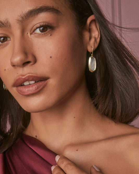 Kendra Scott Dani Bezel Gold Drop Earrings Ivory Mother-of-Pearl