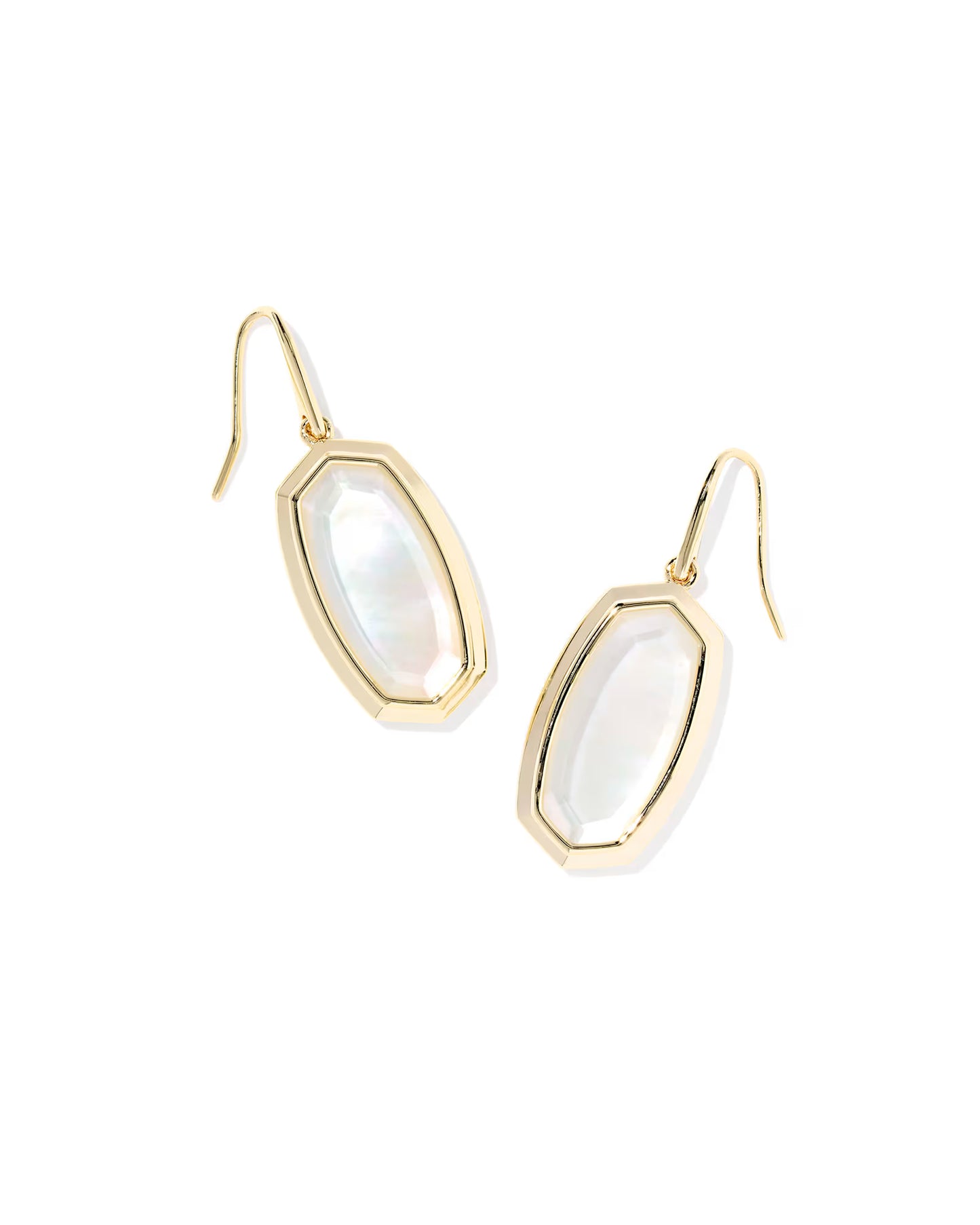 Kendra Scott Dani Bezel Gold Drop Earrings Ivory Mother-of-Pearl