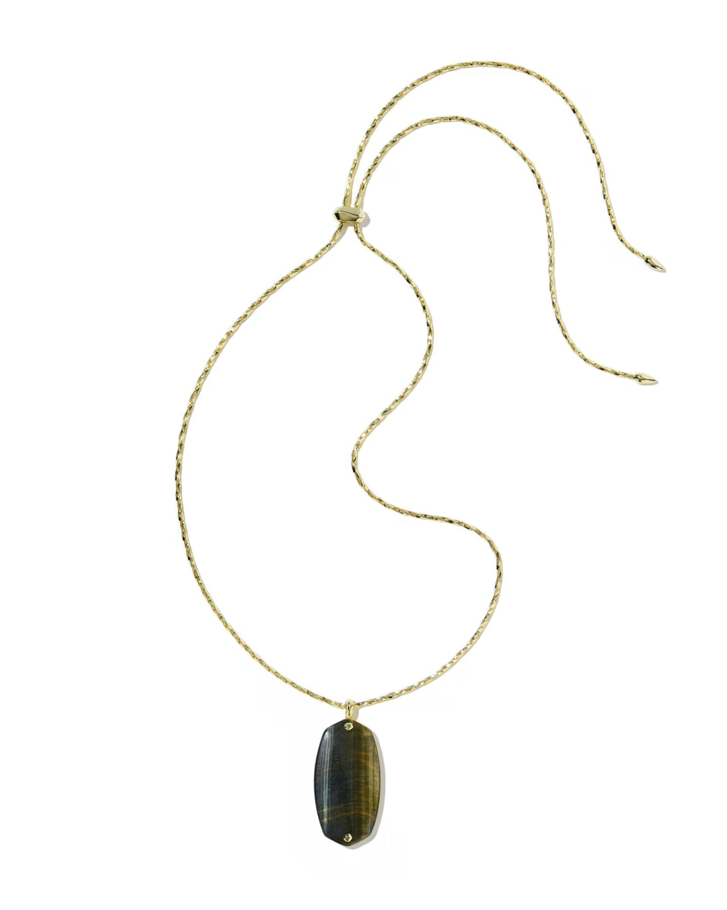 Kendra Scott Danielle Riveted Gold Long Pendant Necklace - Dark Brown Hawk's Eye