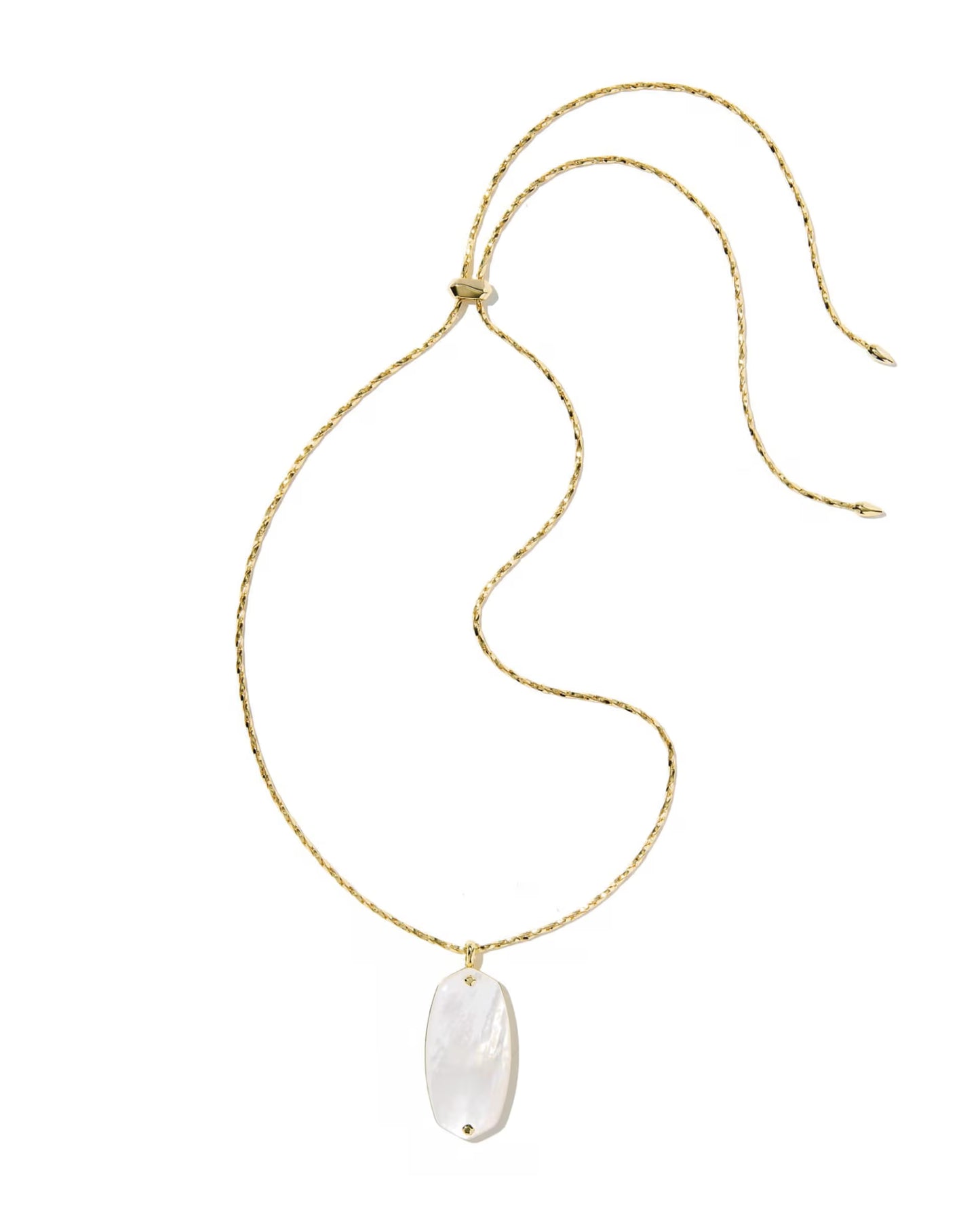 Kendra Scott Danielle Riveted Gold Long Pendant Necklace -  Ivory Mother-of-Pearl