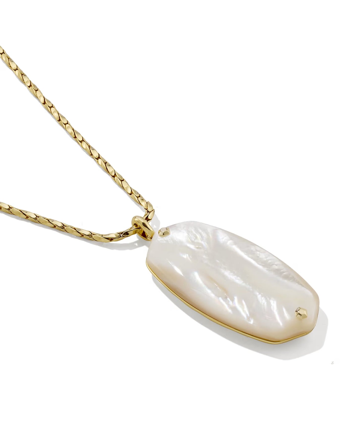 Kendra Scott Danielle Riveted Gold Long Pendant Necklace -  Ivory Mother-of-Pearl