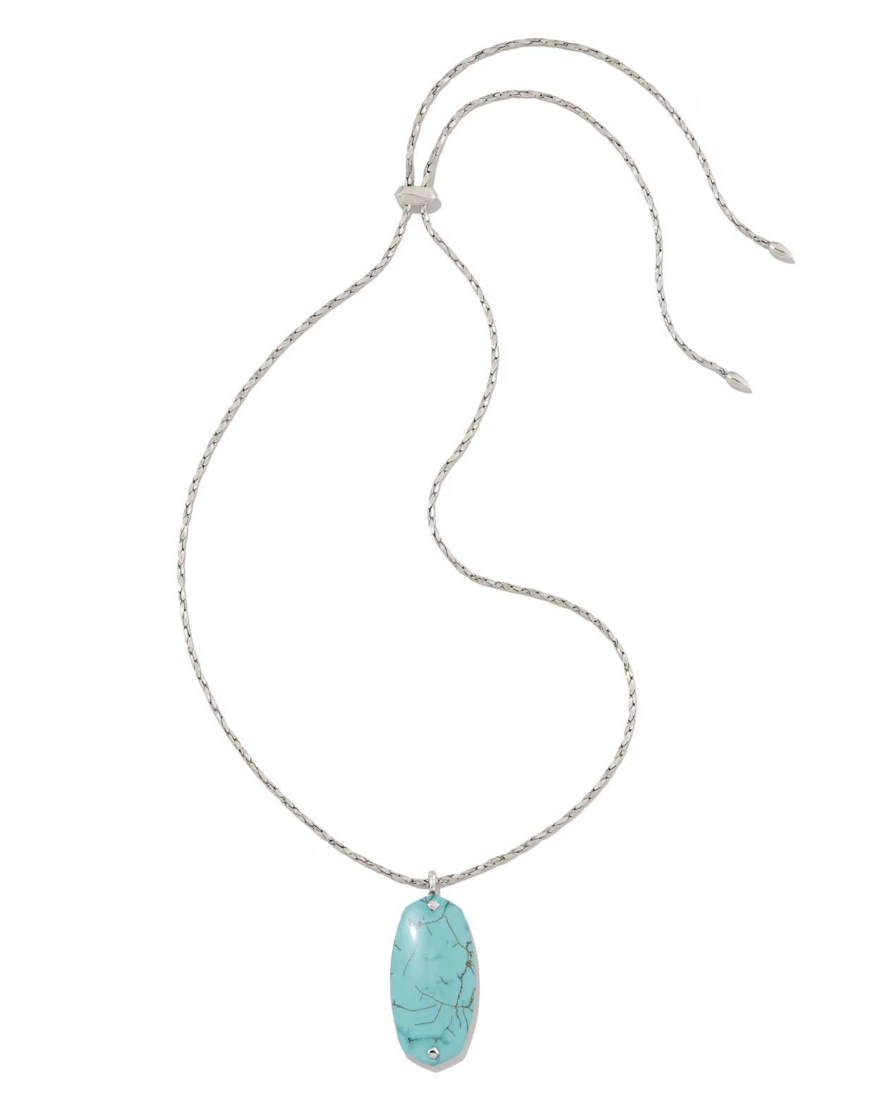 Kendra Scott Danielle Riveted Silver Long Pendant Necklace -   Variegated Turquoise Magnesite